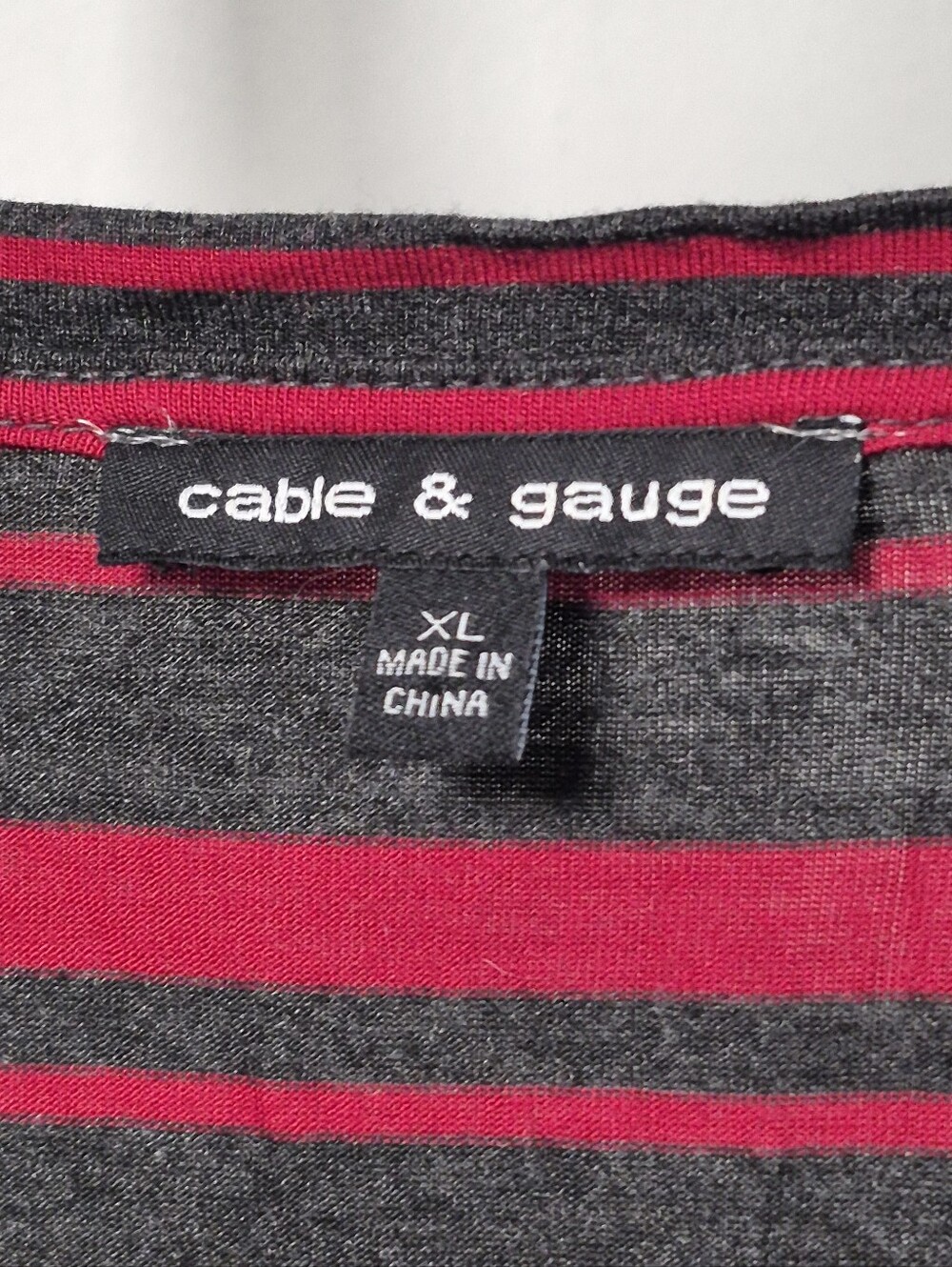 XL Cable & Gauge Red and Charcoal Striped Long Sleeve Y2k Tunic - Picture 4 of 5